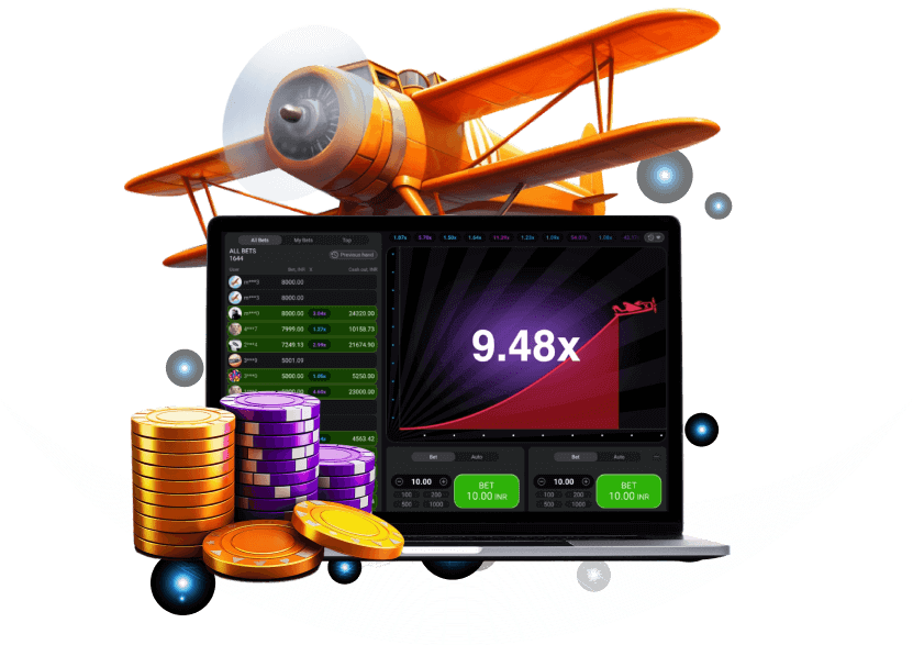 Aviator airplane illustration representing 499bt crash rounds and rising multipliers